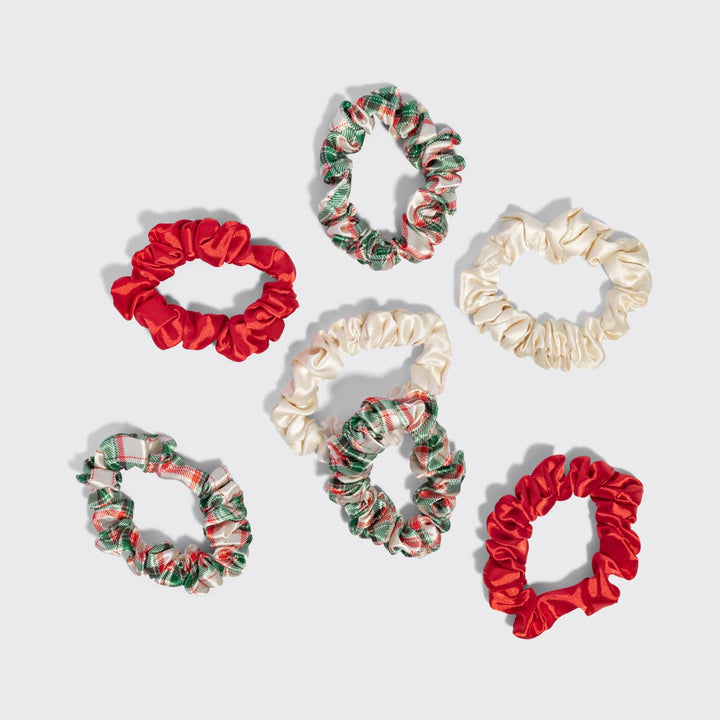 Kitsch Holiday Ruched Satin Scrunchies 7pc Set