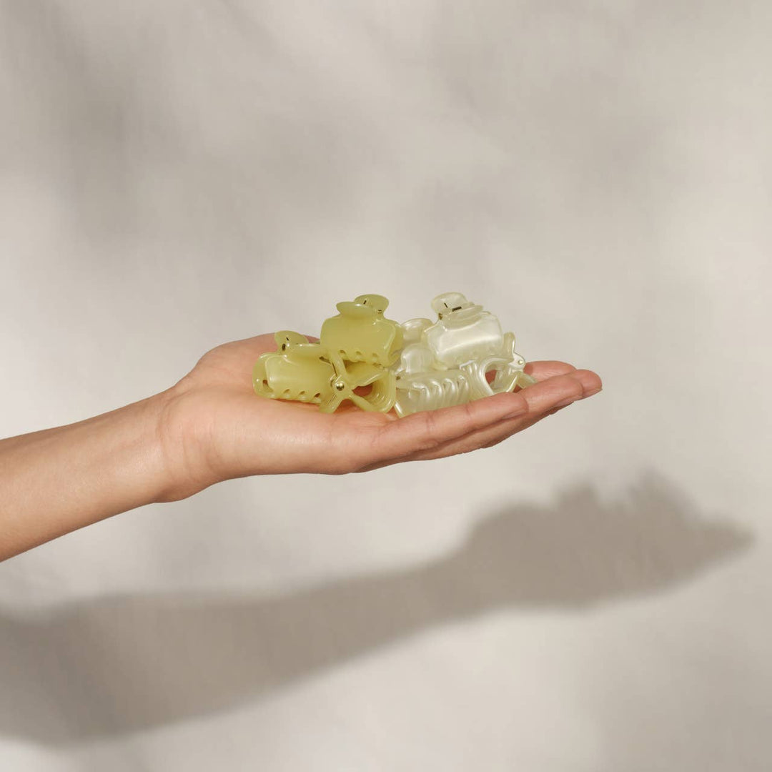 Kitsch Mini Jelly Cloud Clips 8pc Set - Pearlized Cream & Butter Yellow