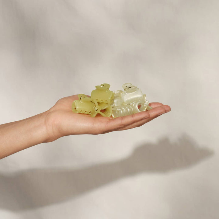 Kitsch Mini Jelly Cloud Clips 8pc Set - Pearlized Cream & Butter Yellow