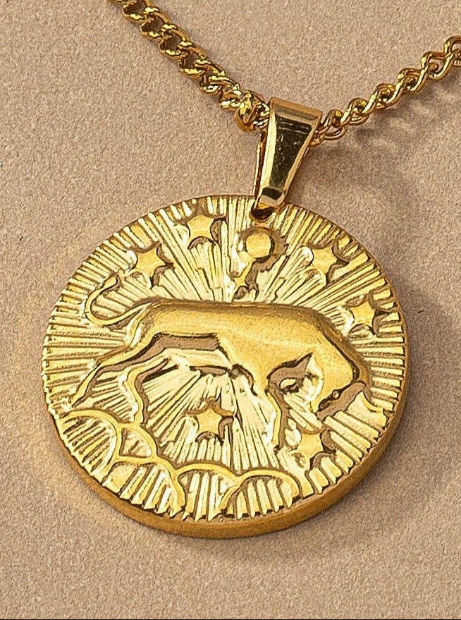 Round Zodiac Sign Pendant Charm