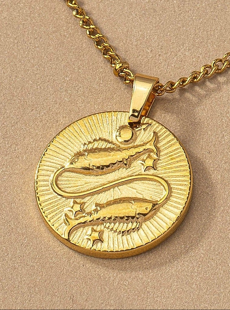 Round Zodiac Sign Pendant Charm