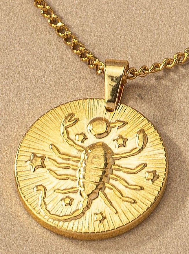 Round Zodiac Sign Pendant Charm