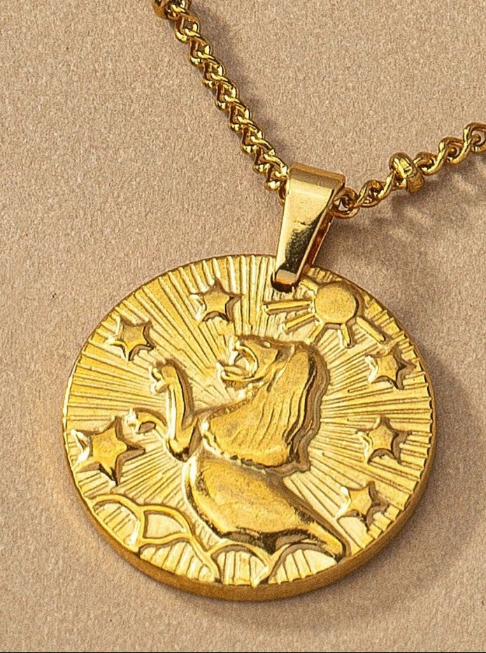 Round Zodiac Sign Pendant Charm