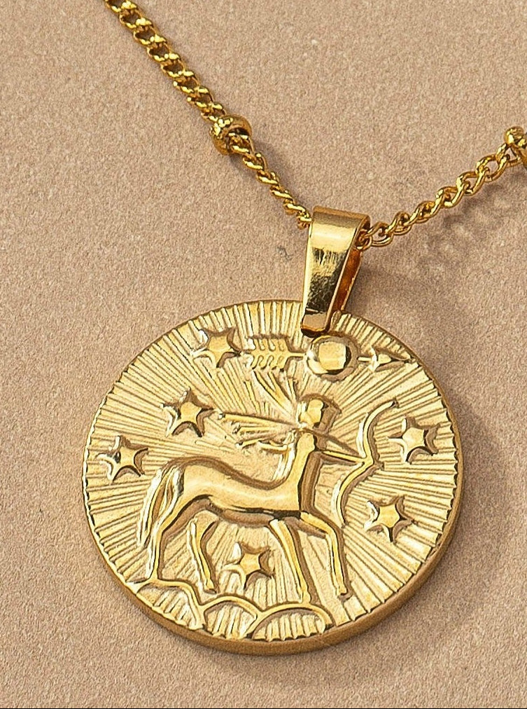 Round Zodiac Sign Pendant Charm