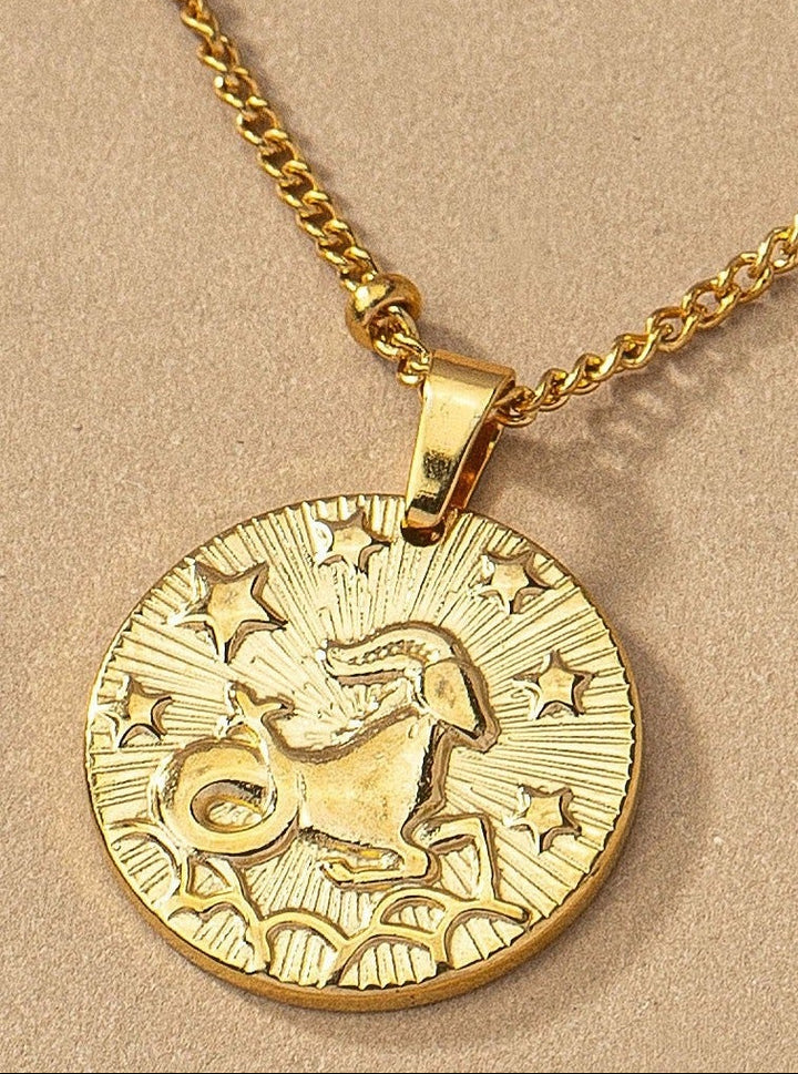 Round Zodiac Sign Pendant Charm