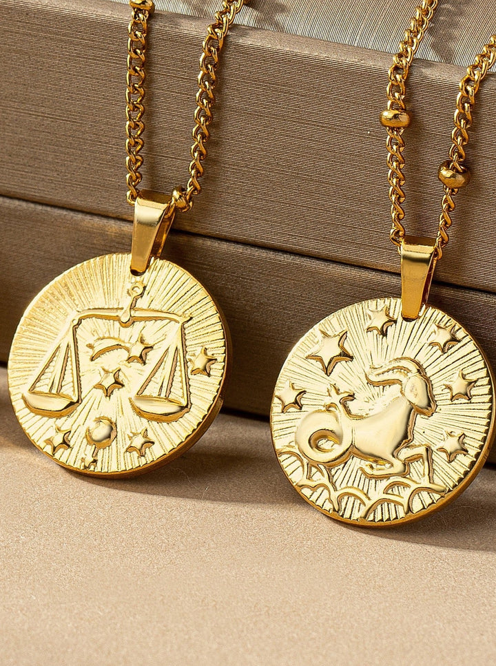 Round Zodiac Sign Pendant Charm