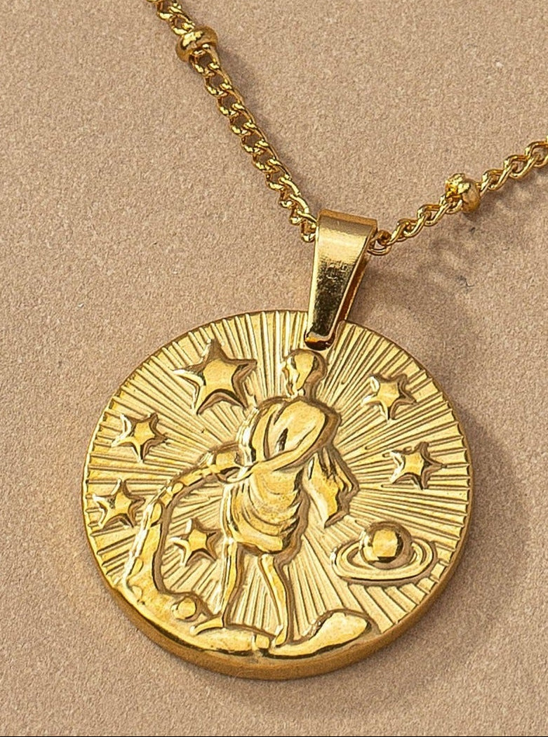 Round Zodiac Sign Pendant Charm