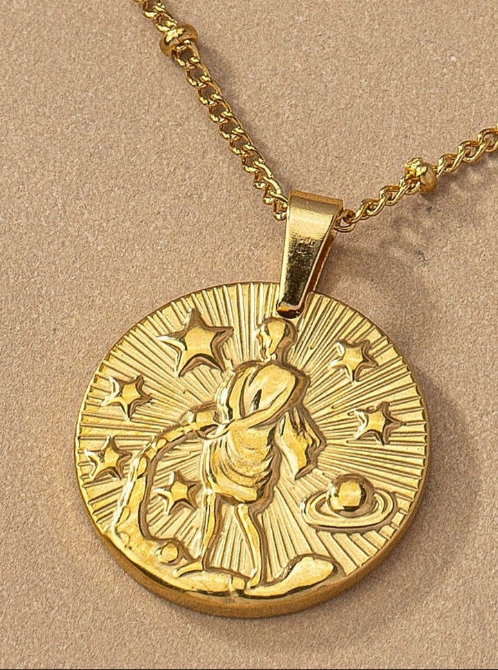 Round Zodiac Sign Pendant Charm