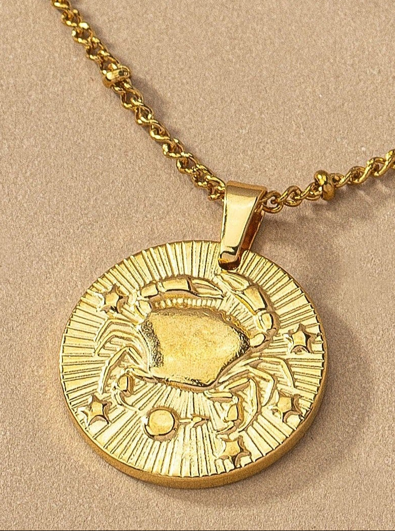 Round Zodiac Sign Pendant Charm