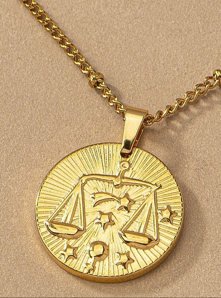 Round Zodiac Sign Pendant Charm