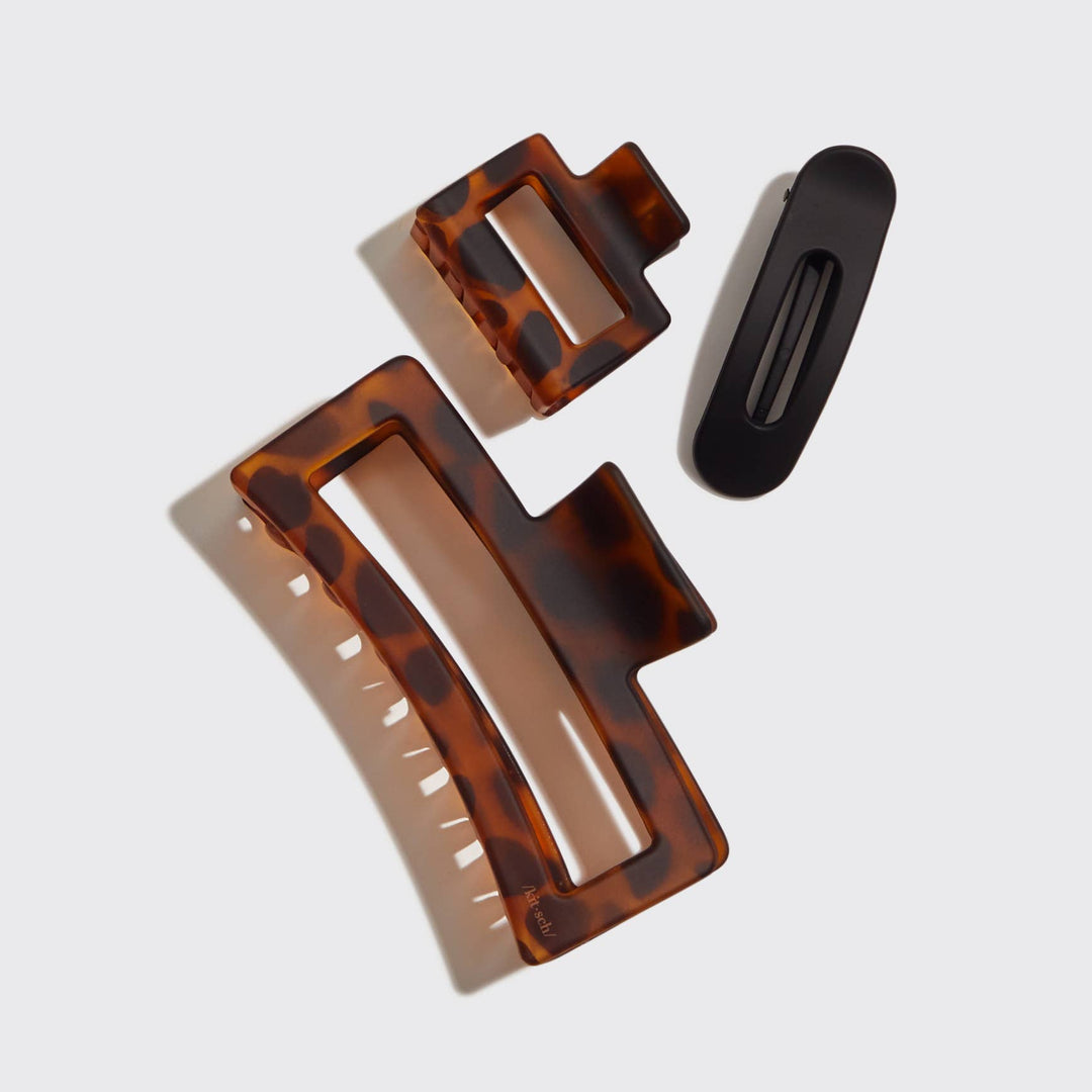 Kitsch Recycled Plastic Assorted Claw Clips- Rectangle Open Shape