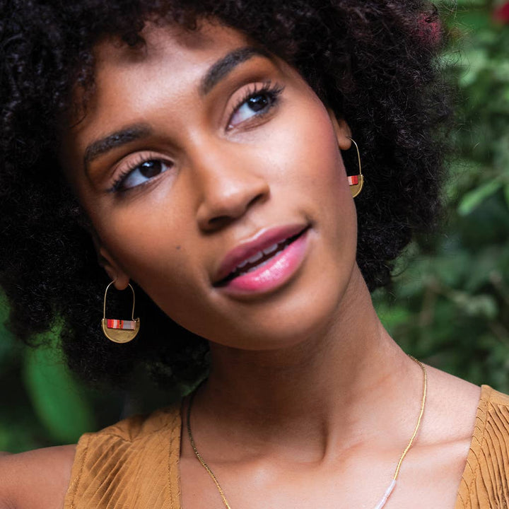 Scout Good Karma Miyuki Crescent Hoop - Indigo/Gold