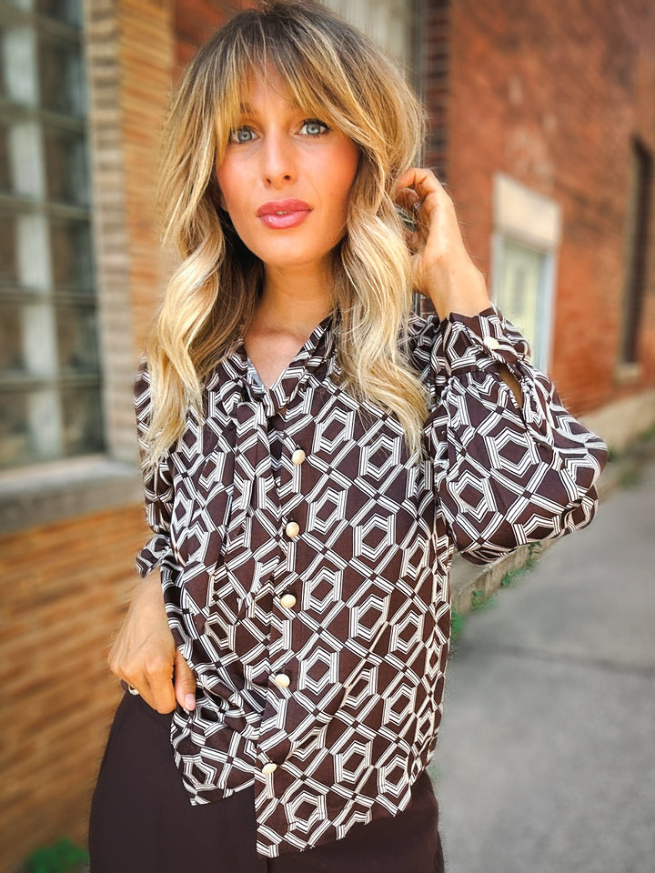 EsQualo Geometric Muse Blouse