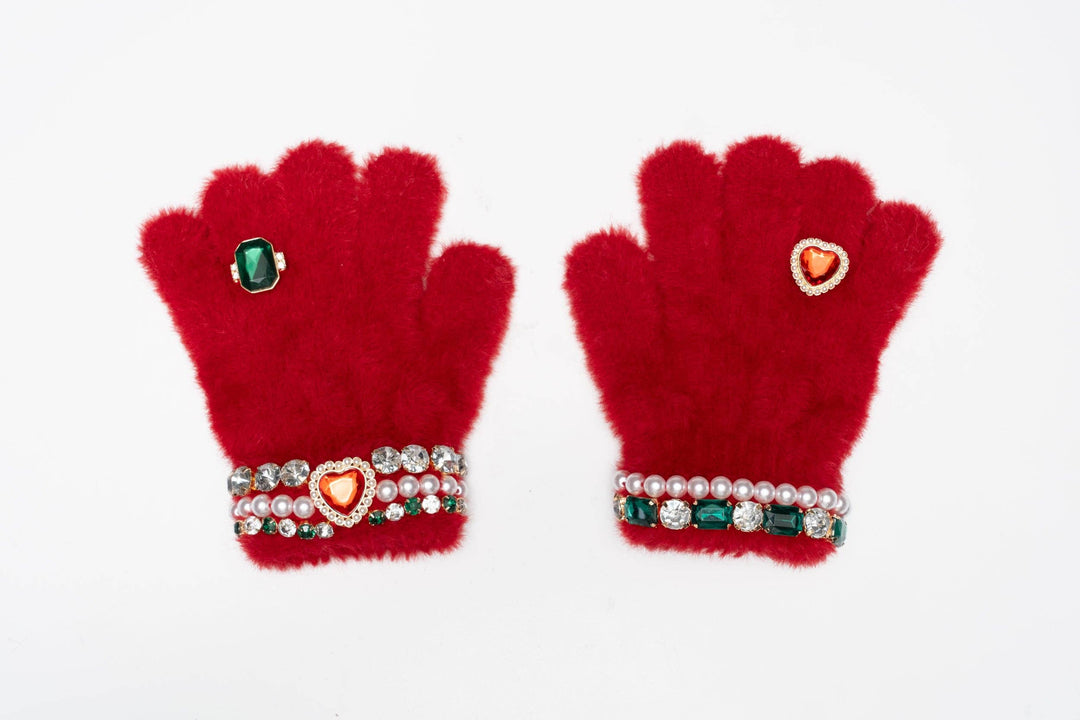 Super Smalls Ruby Red Jeweled Gloves