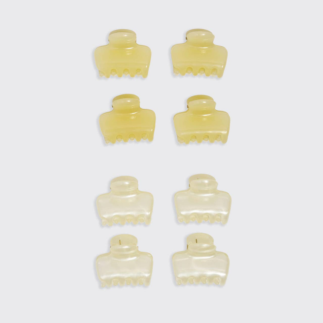 Kitsch Mini Jelly Cloud Clips 8pc Set - Pearlized Cream & Butter Yellow