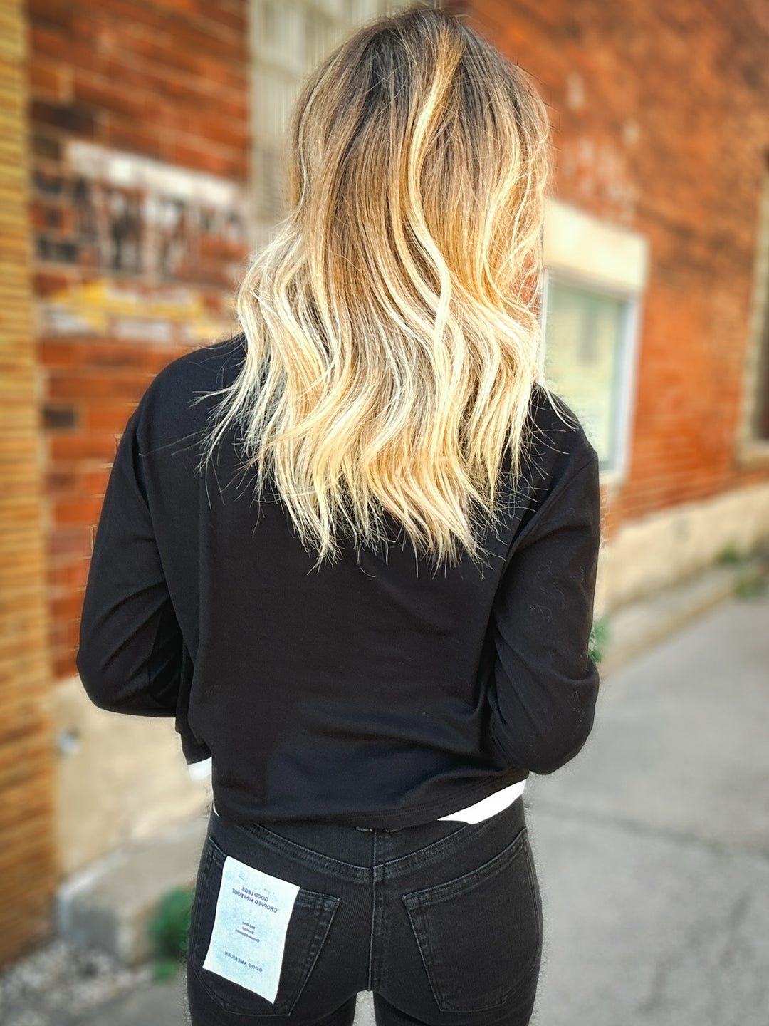 Good American The Long Sleeve Layered Tee