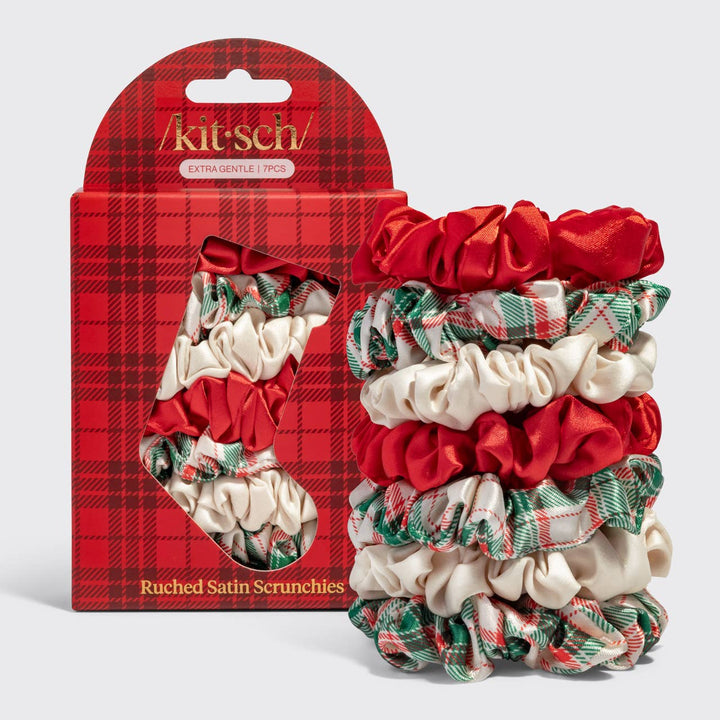 Kitsch Holiday Ruched Satin Scrunchies 7pc Set