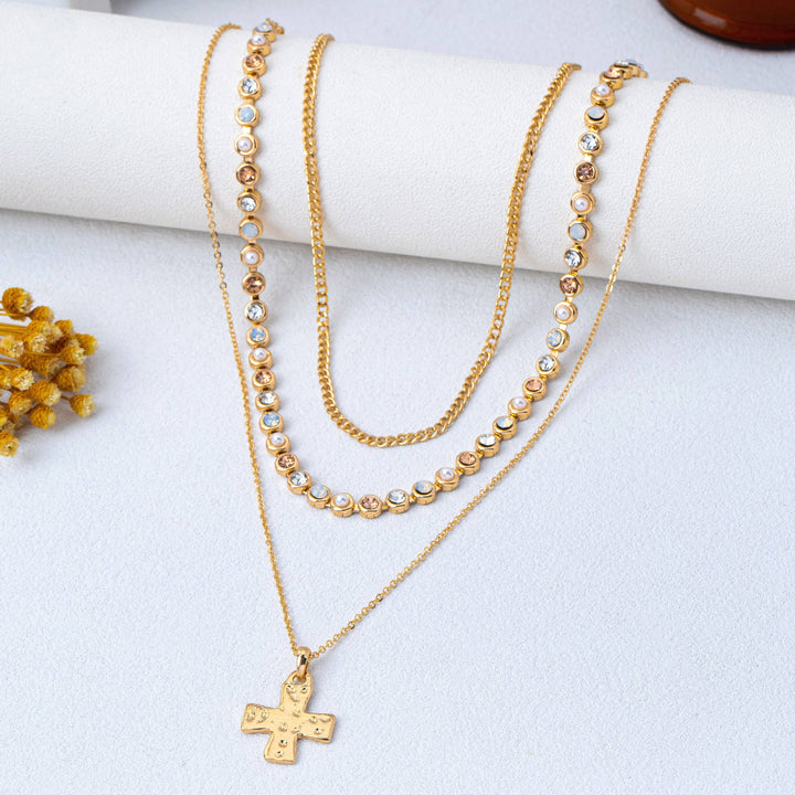 Luxe Crossing Layered Necklace