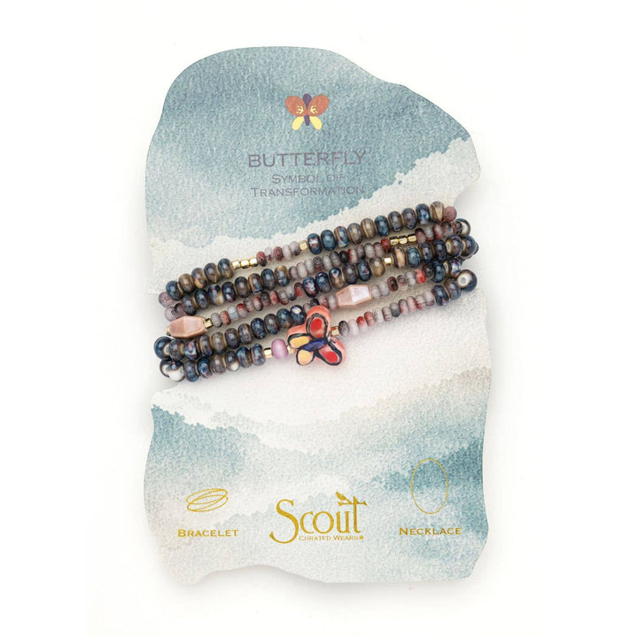 Scout Ceramic Bead Wrap Bracelet/Necklace - Transformation/Butterf