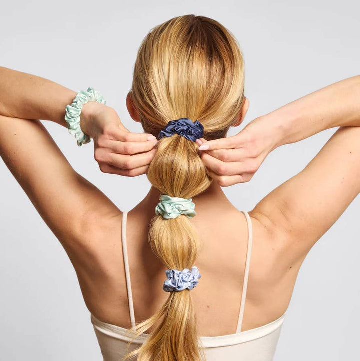 Kitsch Ruched Satin Scrunchies 5pc Set - Garden Bouquet