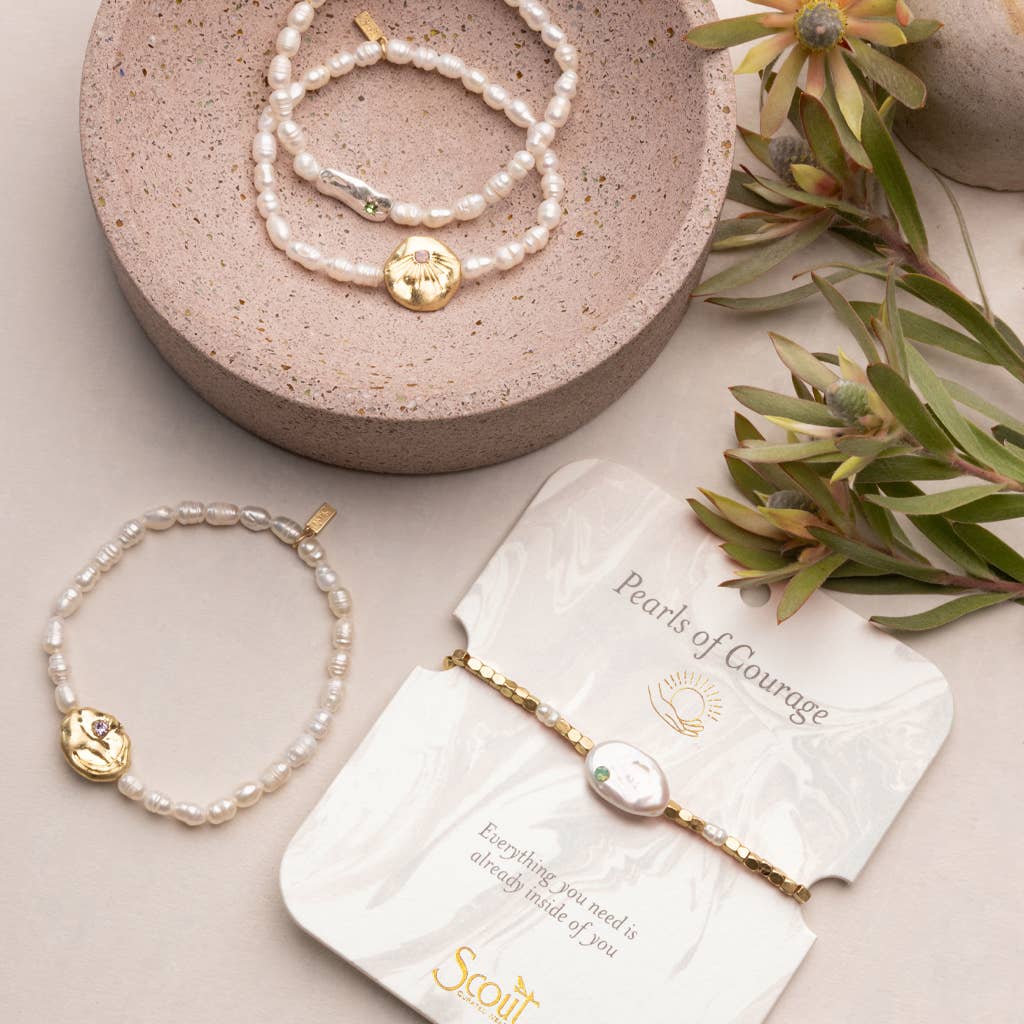 Scout Pearl Affirmation Bracelet - Courage/Gold