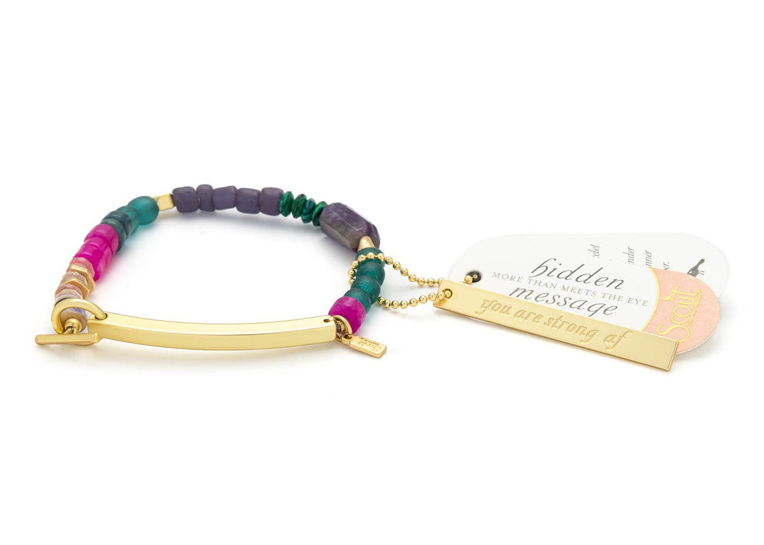 Scout Hidden Message Bracelet - Strong AF/Amethyst/Gold