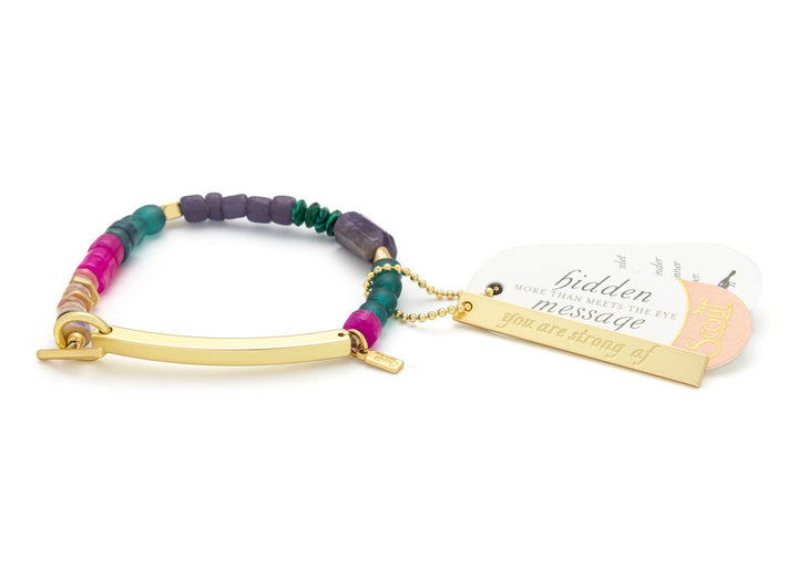 Scout Hidden Message Bracelet - Strong AF/Amethyst/Gold