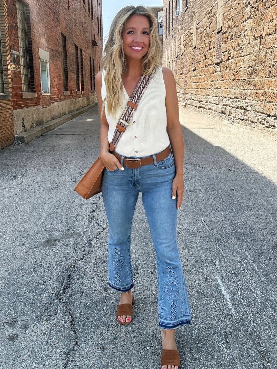 Dear John Jeanne Cropped Eyelet Flare