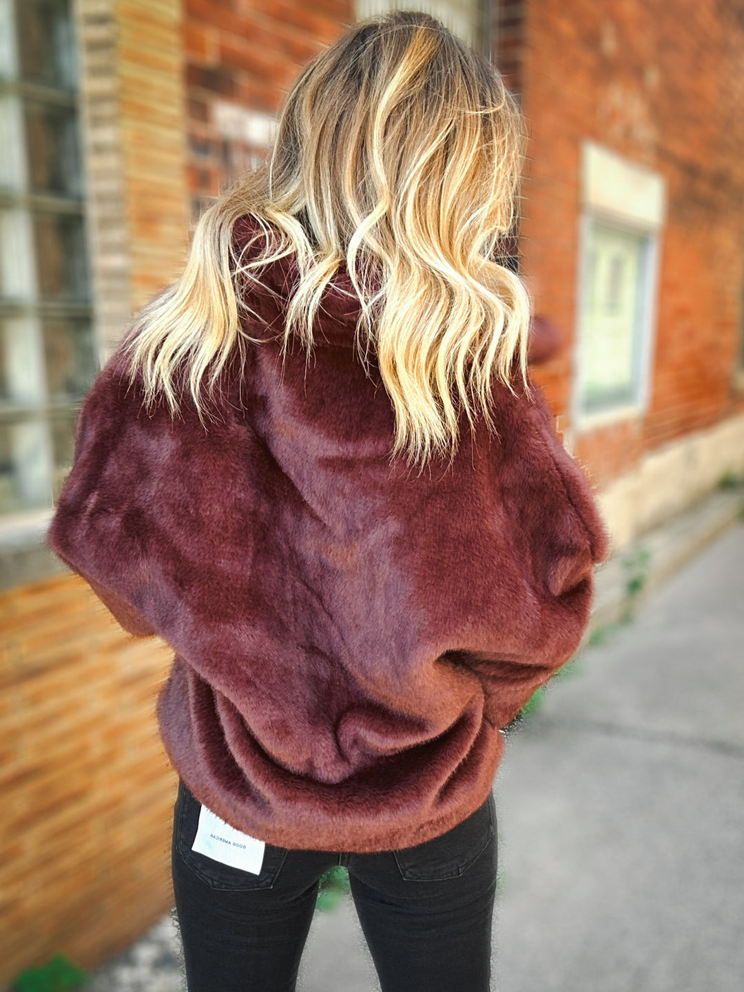 EsQualo Merlot Moment Faux Fur Jacket