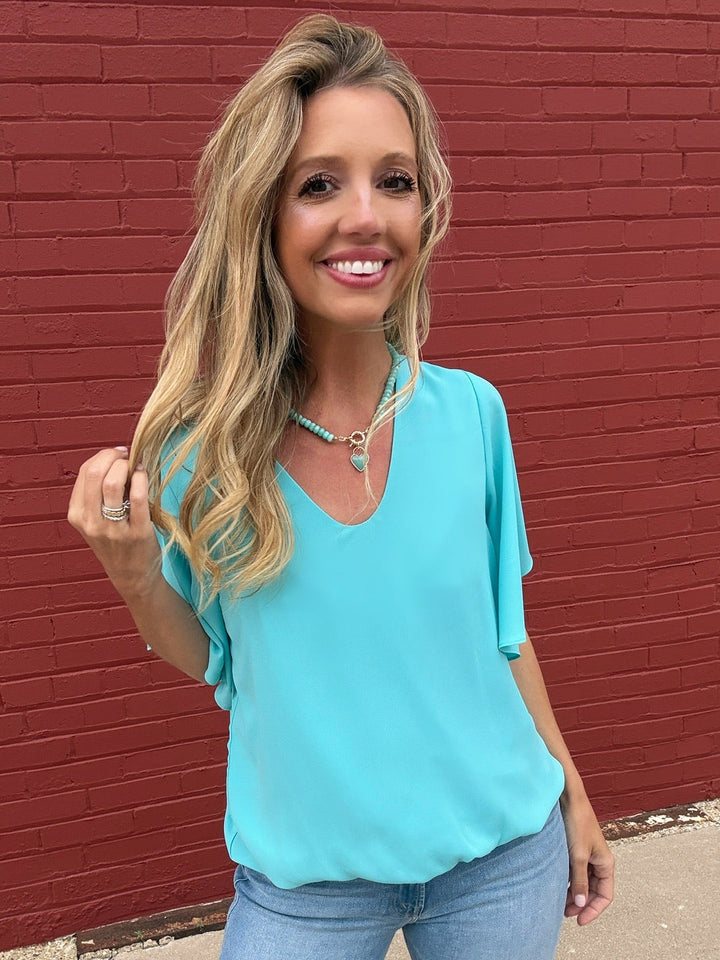 Karen Kane Aqua Affair Blouse