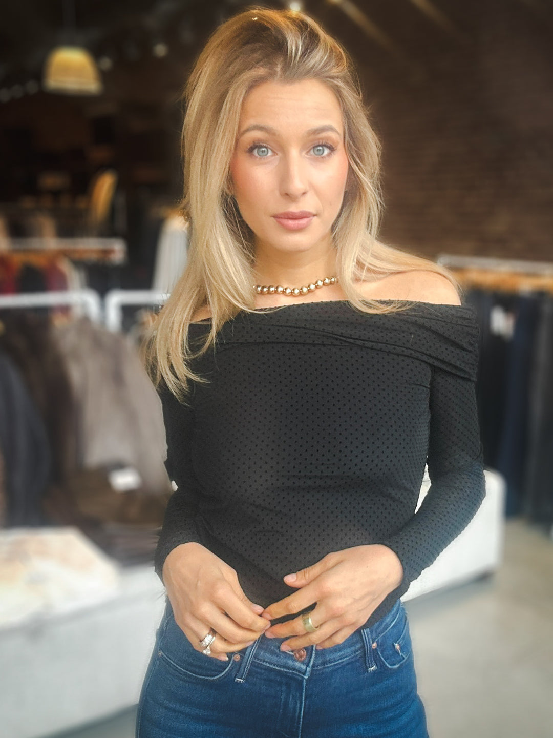 Z Supply Whimsy Off The Shoulder Mesh Top