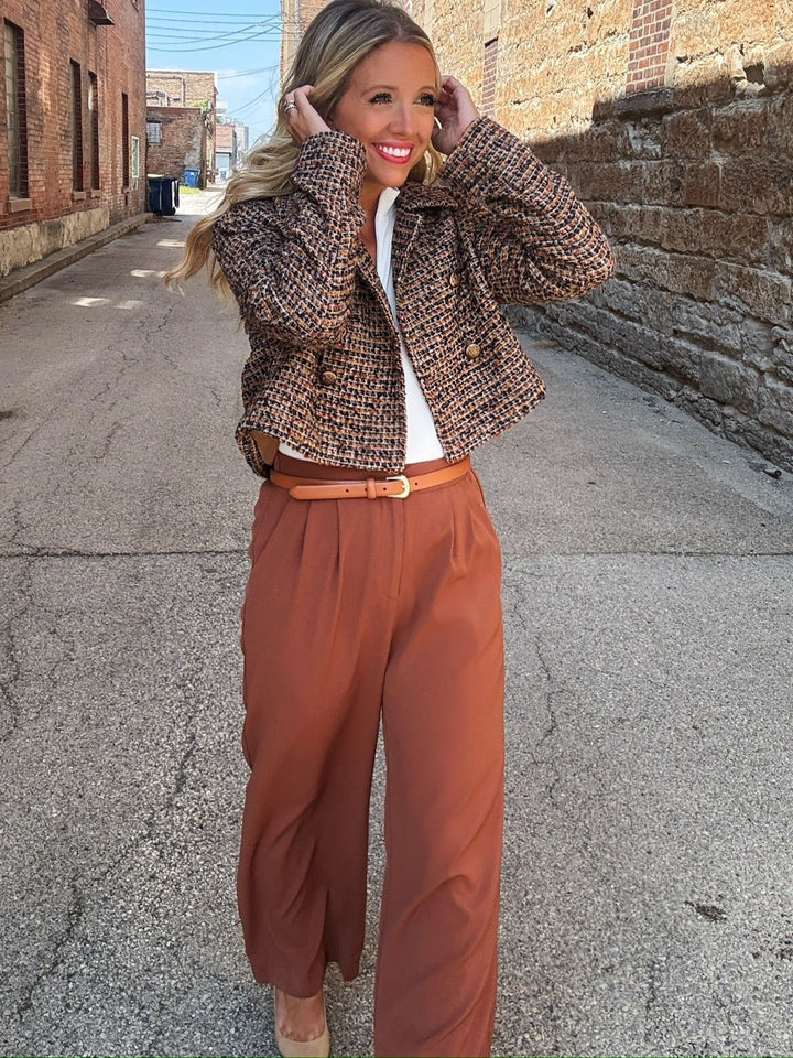 Sadie & Sage Midday Latte Pleated Pants