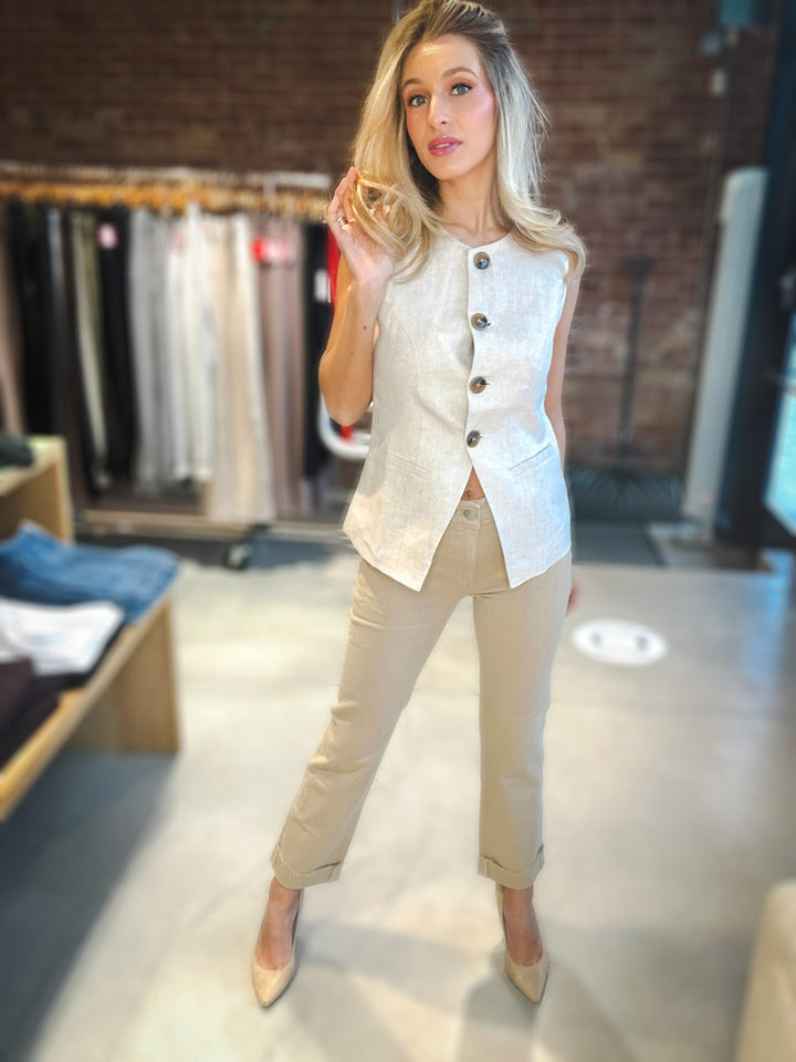 DL1961 Mara Mid Rise Straight in Almond Cuffed