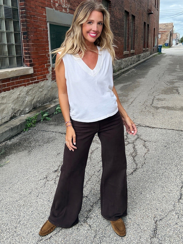 Good American Good Waist Palazzo Ankle in Espresso