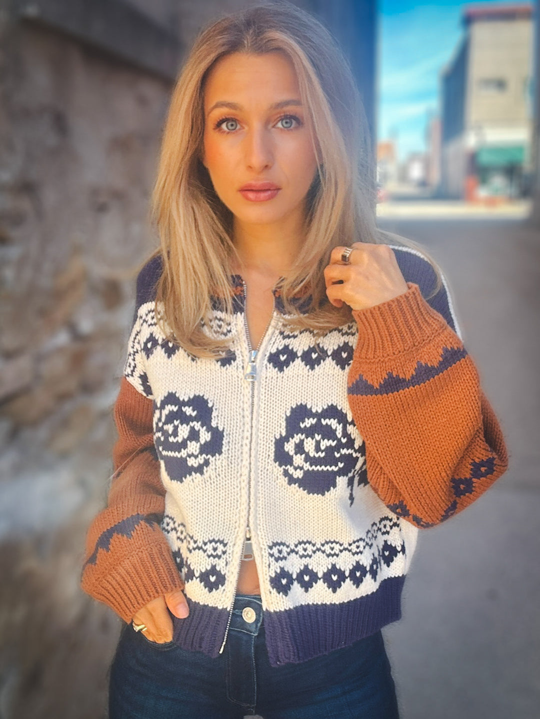 Sage the Label Sweet Rose Jacquard Zip Sweater Jacket – Kelley Cawley