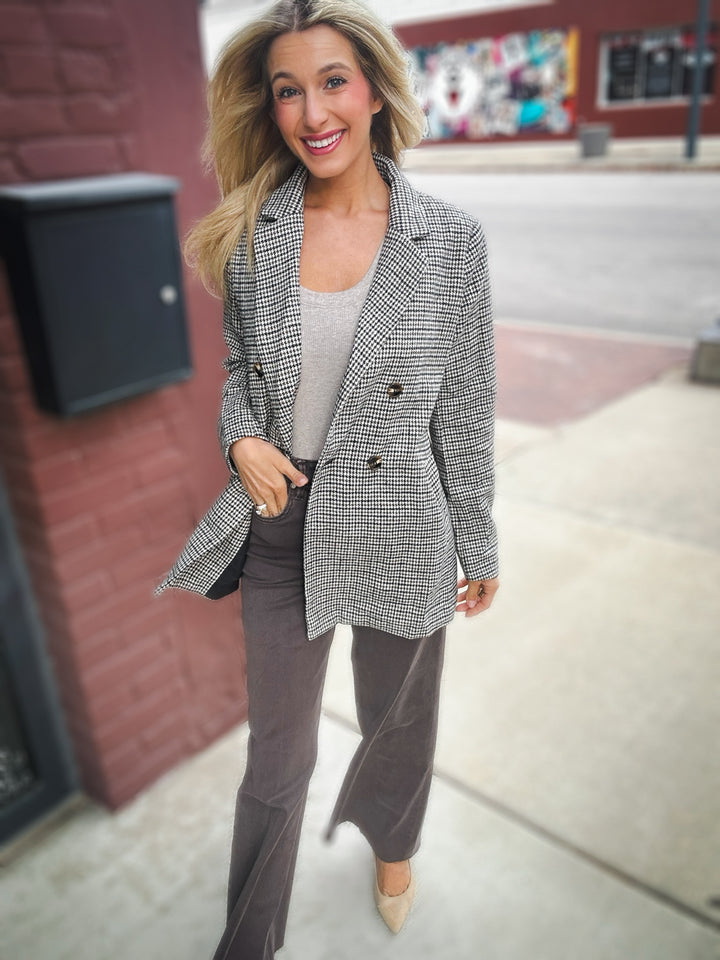 Sadie & Sage Spinning Records Houndstooth Blazer