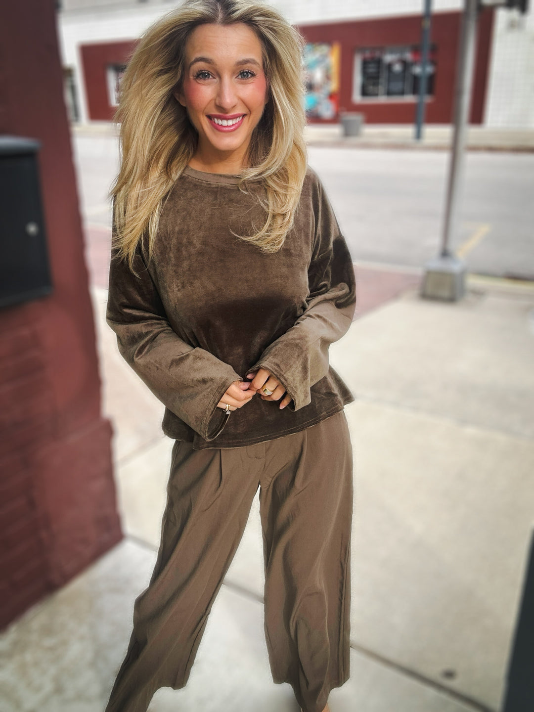 Sadie & Sage Come Over Brushed Crewneck