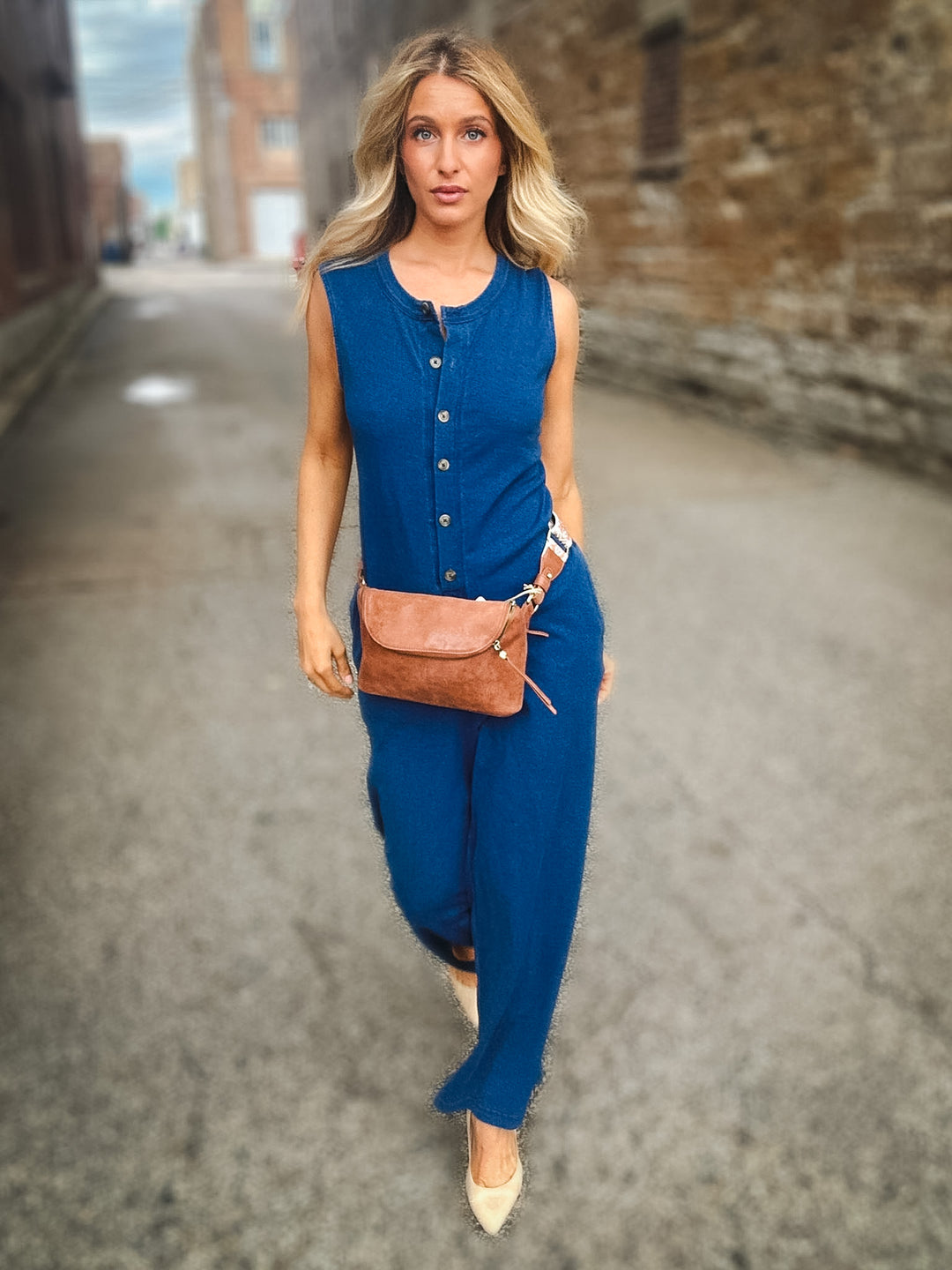 Z Supply Fiona Jersey Denim Jumpsuit