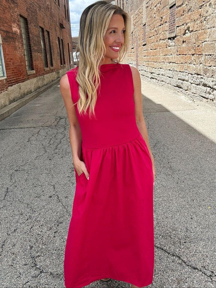 SPANXsmooth Jersey High Neck Midi Dress