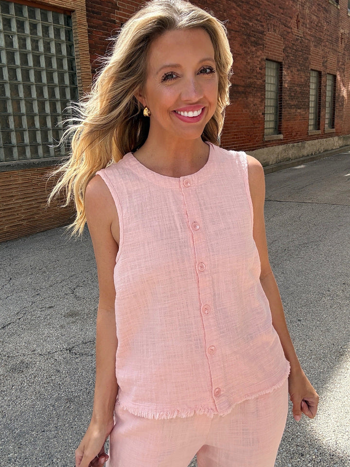 Bobi Rosewater Button Front Tank
