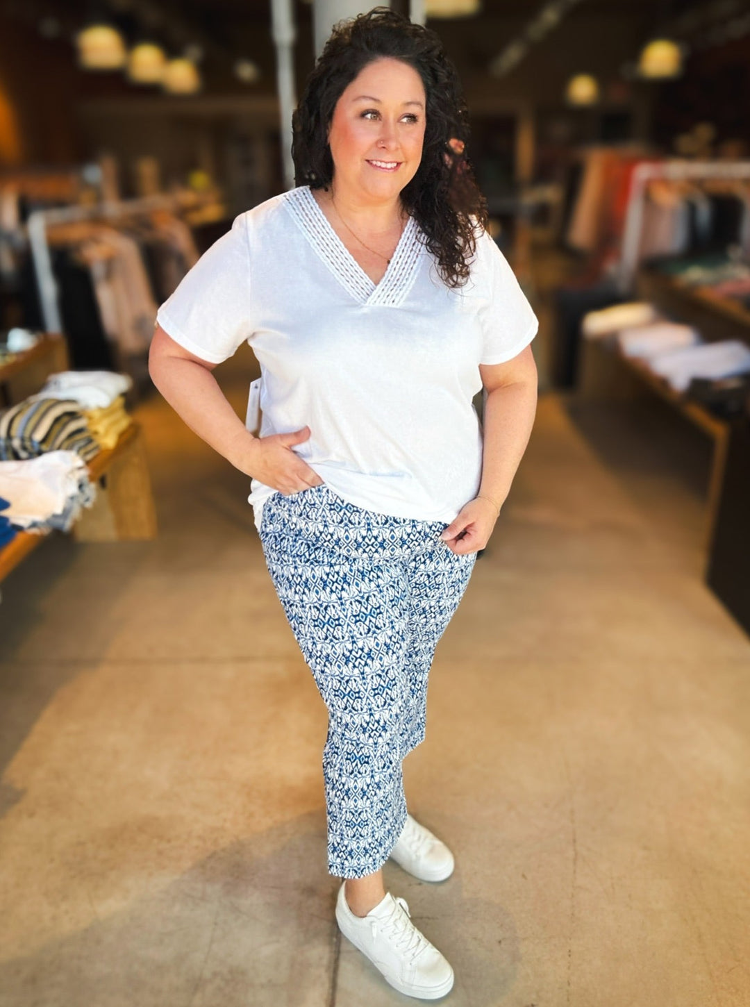 Tribal Blissful Blues Pull-On Kick Flare Capri