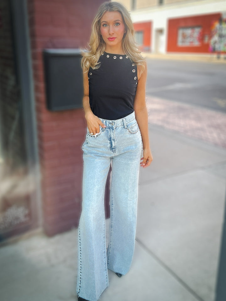 Daze Denim Far Out High Rise Wide Leg in Lets Dance