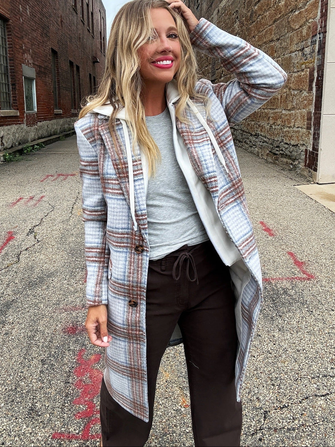 Tribal Mad for Plaid Car Coat with Removable Hood