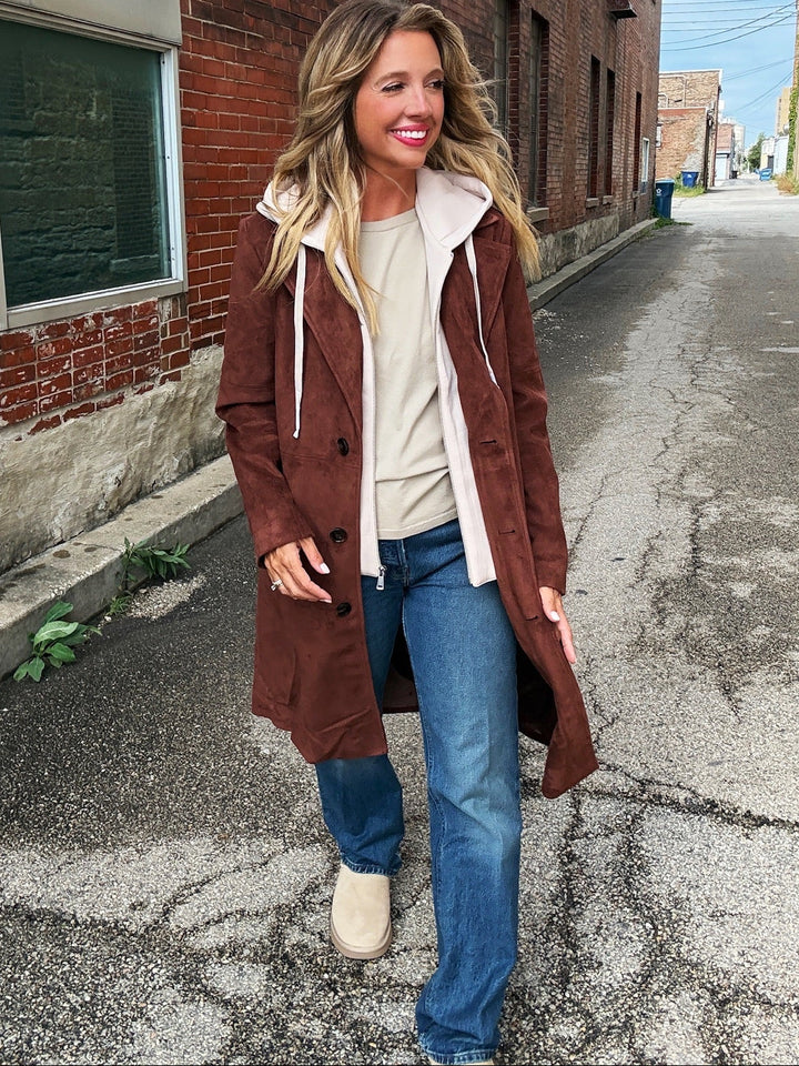 Tribal Fall Favorite Trench Coat with Removable Hood