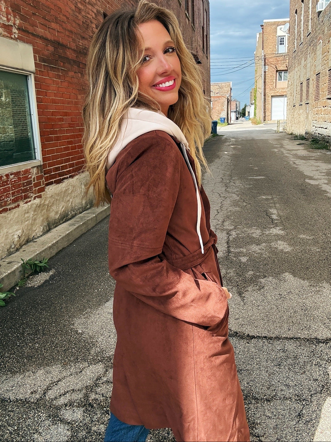 Tribal Fall Favorite Trench Coat with Removable Hood