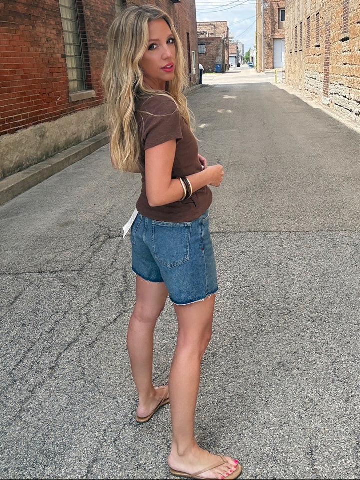 Warp + Weft VVI Relaxed Jean Short in Earth Mother