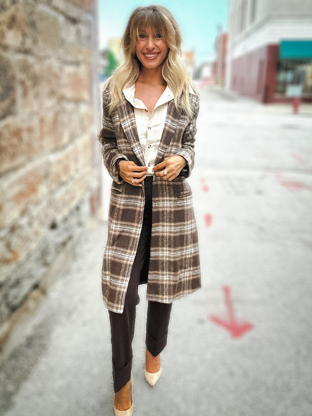 Sage the Label Columbia Plaid Coat