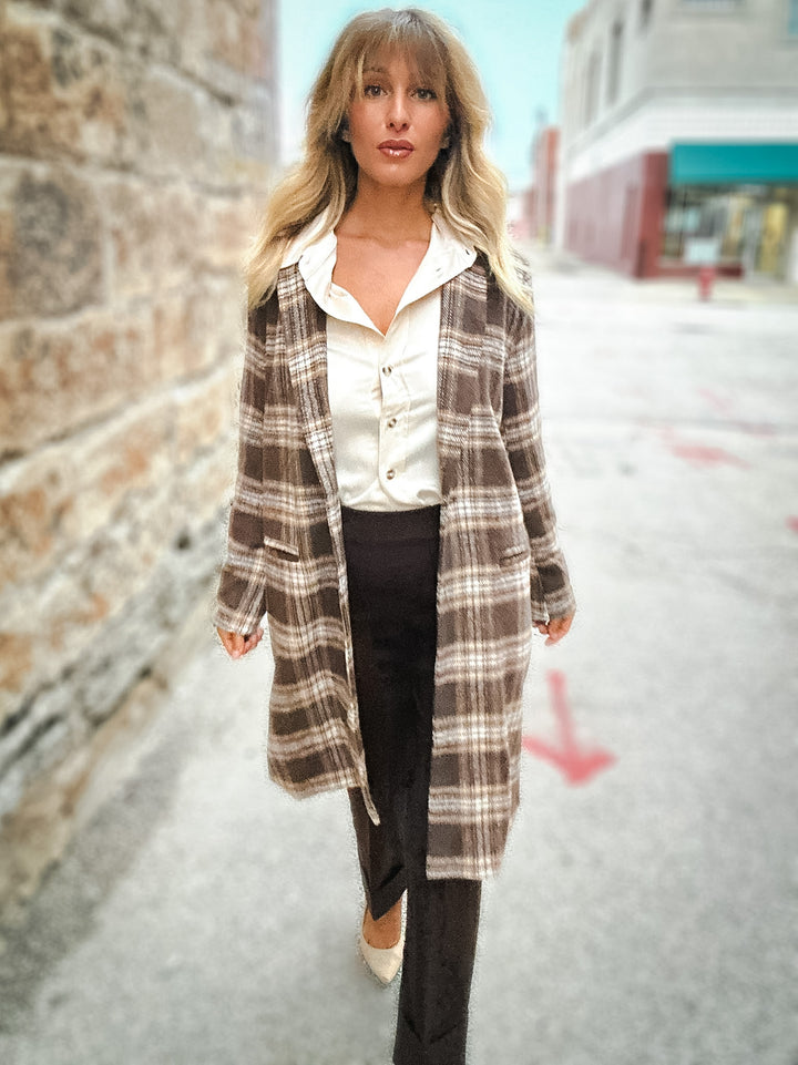Sage the Label Columbia Plaid Coat