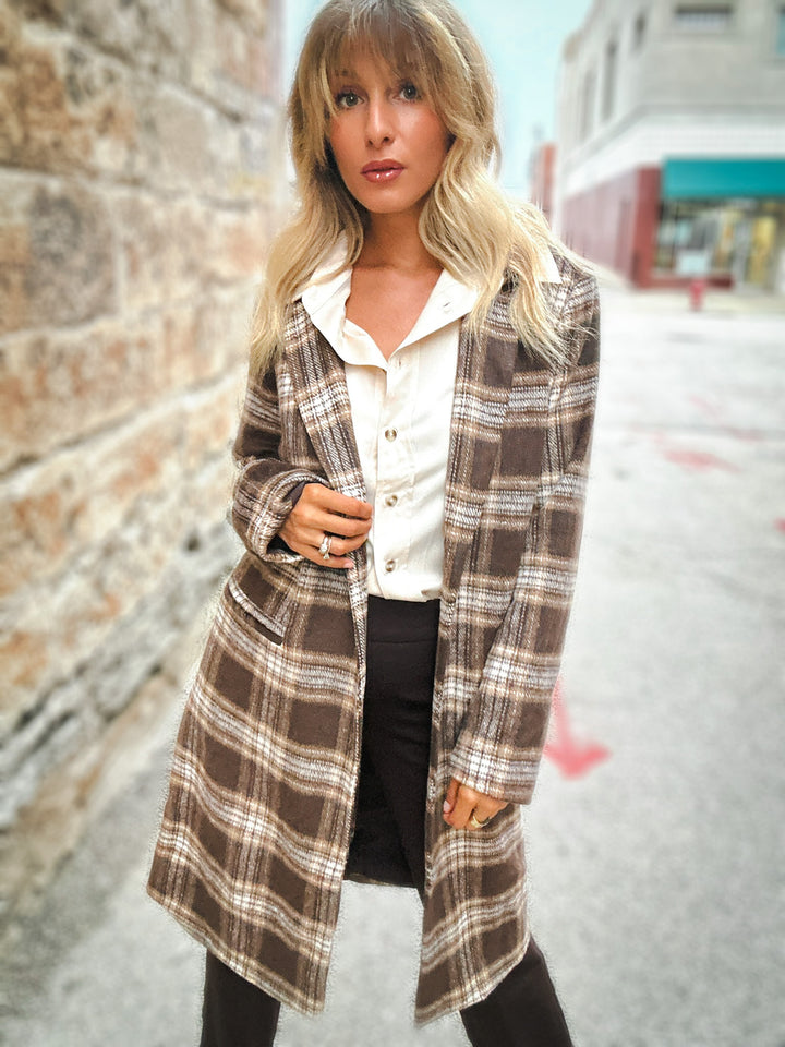 Sage the Label Columbia Plaid Coat