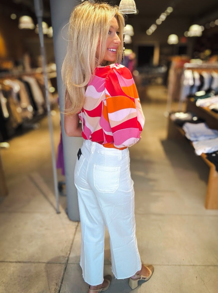 Paige Anessa With Raw Hem in Tonal Ecru